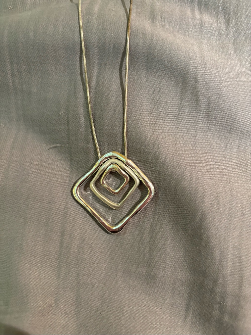 Silver-Tone Geometric Square Pendant Necklace - Modern Women's Jewelry